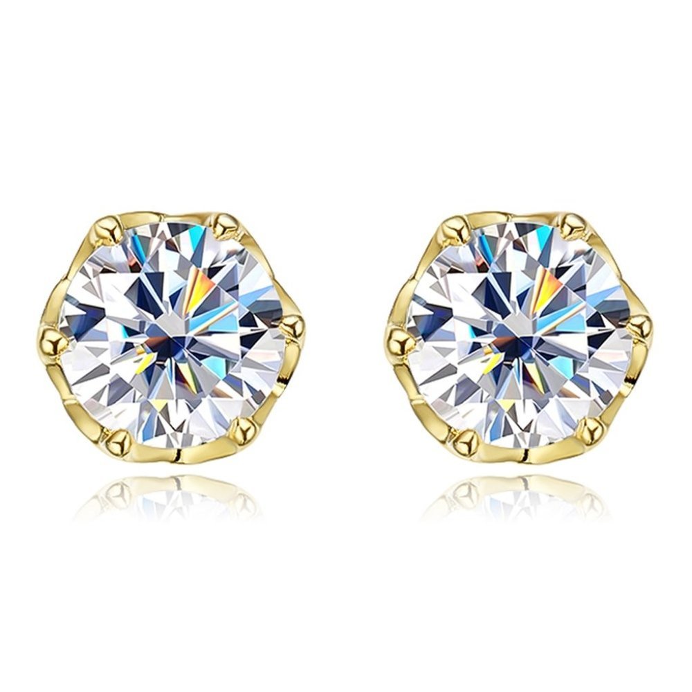 Certified 2ct. t.w. Moissanite Diamond Solitaire Stud Earrings NEW
